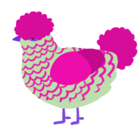 A gluppy and fuchsia chicken with a lace pattern