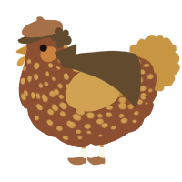 A russet and gold chicken with a speckle pattern