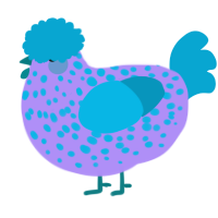 A lilac and cerulean chicken with a speckle pattern