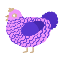 A lavender and indigo chicken with a lace pattern