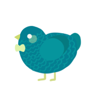 A sea and teal chicken with a lace pattern