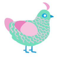 A mint and pink chicken with a lace pattern