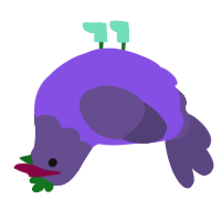 Goob, a blurple and overcast chicken with a head pattern