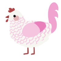 A white and pink chicken with a lace pattern