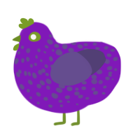 A violet and overcast chicken with a speckle pattern