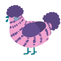 A pink and overcast chicken with a bar pattern
