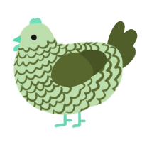 A gluppy and olive chicken with a lace pattern
