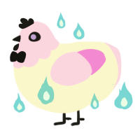A cream and lavender chicken with a head pattern