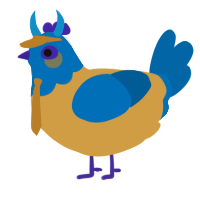 A honey and sapphire chicken with a head pattern