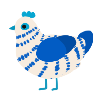 A cream and ultramarine chicken with a bar pattern