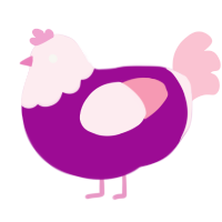 A plum and rose chicken with a head pattern