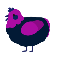 A tumblr and plum chicken with a head pattern