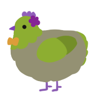 A ash and chartreuse chicken with a head pattern