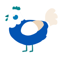 A ultramarine and cream chicken with a head pattern