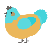 A honey and aqua chicken with a head pattern