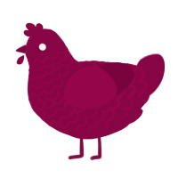 A maroon chicken with a lace pattern