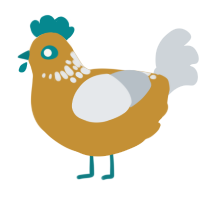 A gold and mist chicken with a neck-speckle pattern