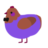 A blurple and russet chicken with a head pattern