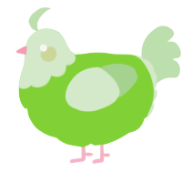 A grass and gluppy chicken with a head pattern