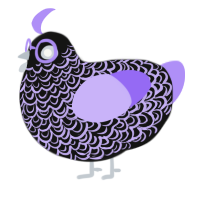 A black and lilac chicken with a double-lace pattern