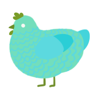 A mint and aqua chicken with a lace pattern