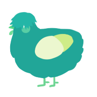 A turquoise and apple chicken