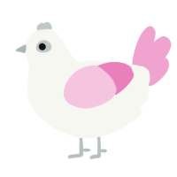 A white and pink chicken