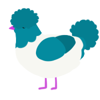A white and sea chicken with a head pattern