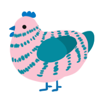 A rose and sea chicken with a bar pattern