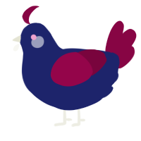 A navy and maroon chicken