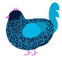 A tumblr and cerulean chicken with a double-lace pattern