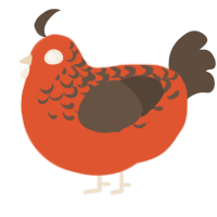A vermilion and bark chicken with a half-lace pattern