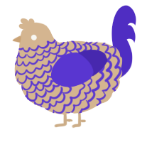 A beige and indigo chicken with a lace pattern