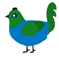 A sapphire and leaf chicken with a head pattern