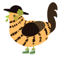 A ultramarine and mist chicken with a bar pattern
