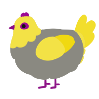 A ash and yellow chicken with a head pattern