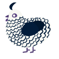 A white and tumblr chicken with a lace pattern