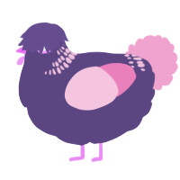 A overcast and pink chicken with a neck-band pattern
