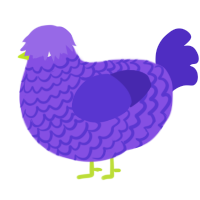 A blurple and indigo chicken with a lace pattern