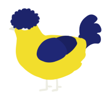 A yellow and navy chicken
