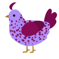 A lilac and wine chicken with a speckle pattern