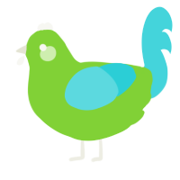 A grass and aqua chicken