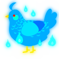 A sapphire chicken with a half-lace pattern