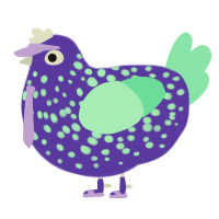 Big Boy, a indigo and mint chicken with a speckle pattern