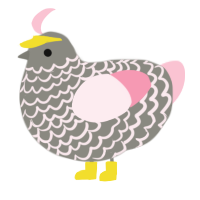 Dennis, a ash and rose chicken with a lace pattern