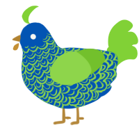 A ultramarine and grass chicken with a double-lace pattern