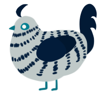The Vicar, a silver and tumblr chicken with a bar pattern