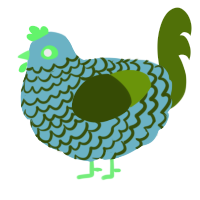 A russet and lilac chicken with a lace pattern
