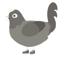 A ash and grey chicken with a head pattern