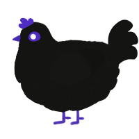 A black chicken with a lace pattern